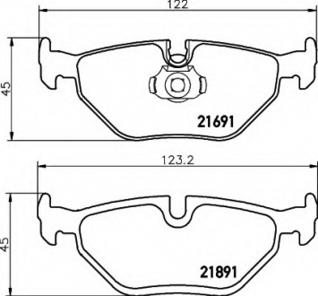 Комплект тормозных колодок, дисковый тормоз HELLA 8DB355007981