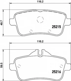 Колодки гальмівні дискові комплект задні HELLA 8DB355019741