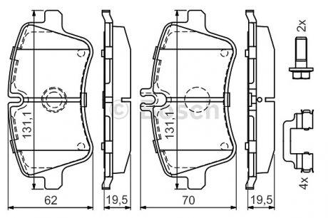 Комплект тормозных колодок, дисковый тормоз BOSCH 0986494607