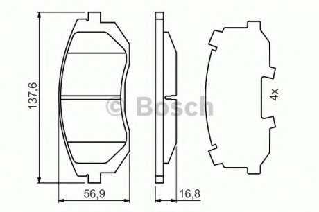 Комплект тормозных колодок, дисковый тормоз BOSCH 0986494653