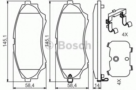 Комплект тормозных колодок, дисковый тормоз BOSCH 0986494587