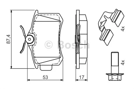 Комплект тормозных колодок, дисковый тормоз BOSCH 0986494596