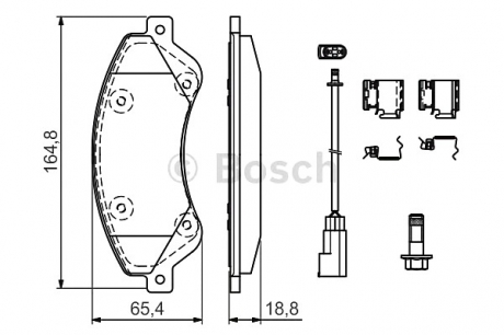 Комплект тормозных колодок, дисковый тормоз BOSCH 0986494613