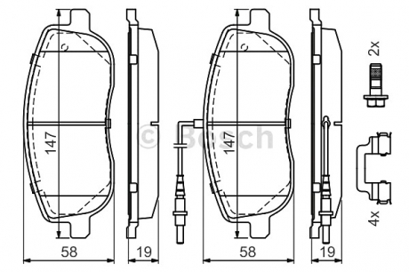 Комплект тормозных колодок, дисковый тормоз BOSCH 0986494615