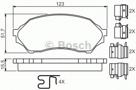 Комплект тормозных колодок, дисковый тормоз BOSCH 0986494616