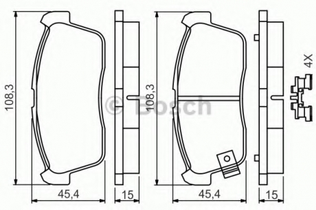 Комплект тормозных колодок, дисковый тормоз BOSCH 0986494618