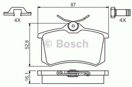 Комплект тормозных колодок, дисковый тормоз BOSCH 0986494621