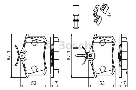 Комплект тормозных колодок, дисковый тормоз BOSCH 0986494599