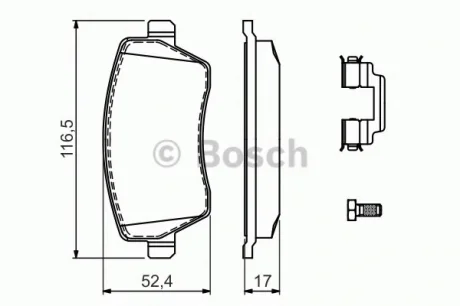 Комплект тормозных колодок, дисковый тормоз BOSCH 0986494592