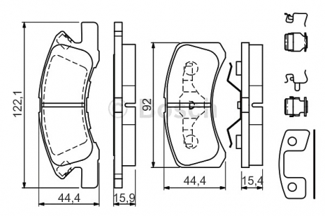 Комплект тормозных колодок, дисковый тормоз BOSCH 0986494610