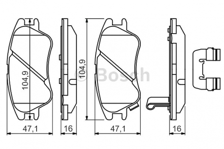 Комплект тормозных колодок, дисковый тормоз BOSCH 0986494630