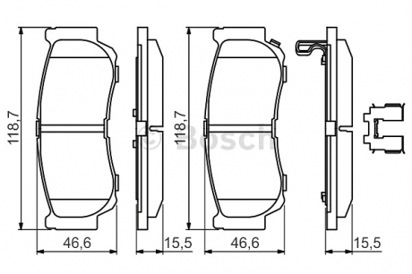 Комплект тормозных колодок, дисковый тормоз BOSCH 0986494628