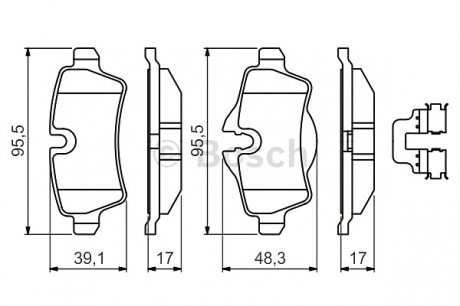 Комплект тормозных колодок, дисковый тормоз BOSCH 0986494645
