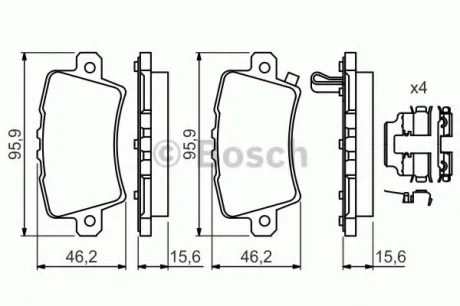 Комплект тормозных колодок, дисковый тормоз BOSCH 0986494642