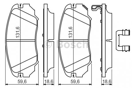 Комплект тормозных колодок, дисковый тормоз BOSCH 0986494632