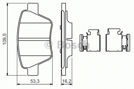 Комплект тормозных колодок, дисковый тормоз BOSCH 0986494643 (фото 1)
