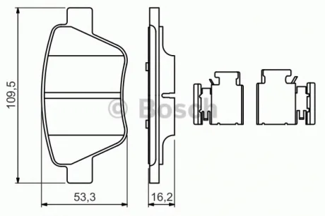 Колодки гальмівні дискові SKODA/VW "R "04>> BOSCH 0986494643