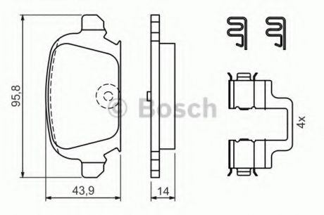 Комплект тормозных колодок, дисковый тормоз BOSCH 0986424528 (фото 1)