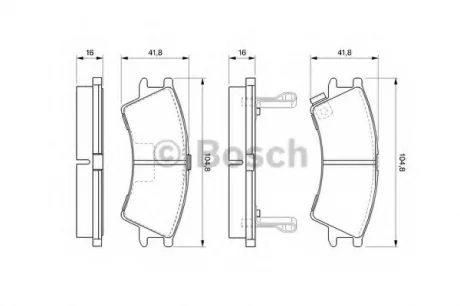 Комплект гальмівних колодок переднього., HYUNDAI ATOS 1.0 02.98-03.02 BOSCH 0986424575