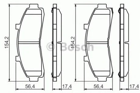 Комплект тормозных колодок, дисковый тормоз BOSCH 0986424656