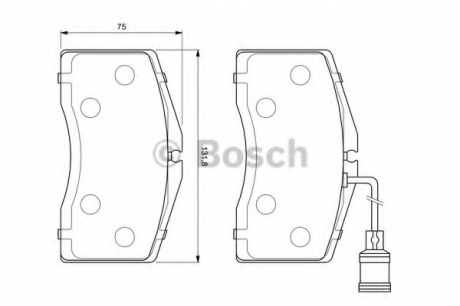 Комплект тормозных колодок, дисковый тормоз BOSCH 0986424664 (фото 1)