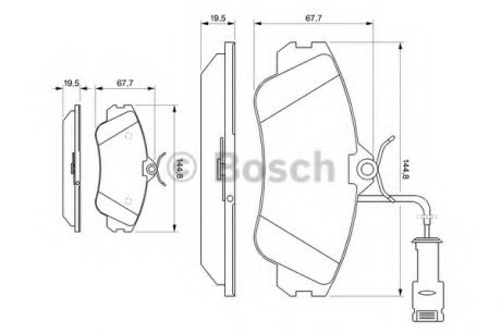 Комплект тормозных колодок, дисковый тормоз BOSCH 0986461115 (фото 1)