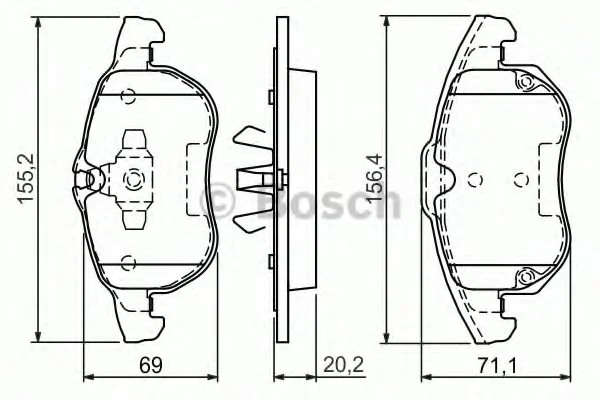 Комплект тормозных колодок, дисковый тормоз BOSCH 0986494073 (фото 1)