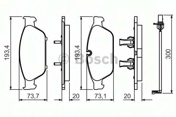 Комплект тормозных колодок, дисковый тормоз BOSCH 0986494447 (фото 1)