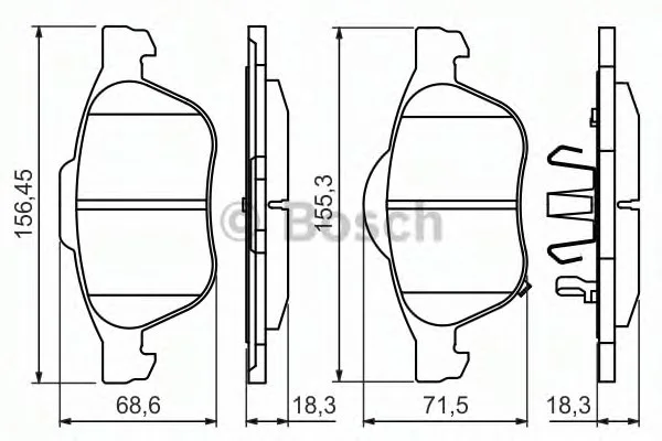 Комплект тормозных колодок переднего., TOYOTA AVENSIS, COROLLA 1.4-2.0D 05.97-02.03 BOSCH 0986494485 (фото 1)