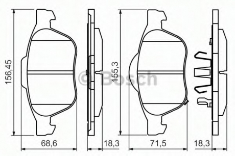Комплект тормозных колодок, дисковый тормоз BOSCH 0986494485
