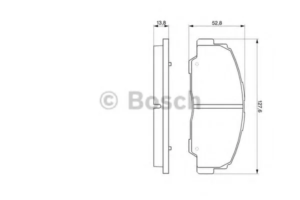 Комплект гальмівних колодок переднього., DAIHATSU FEROZA, ROCKY, RUGGER, WILDCAT/ROCKY 1.6-2.8D 04.84-12.98 BOSCH 0986424297 (фото 1)