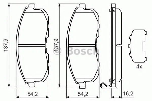 Комплект тормозных колодок, дисковый тормоз BOSCH 0986494443 (фото 1)