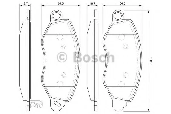 Комплект тормозных колодок, дисковый тормоз BOSCH 0986424657 (фото 1)