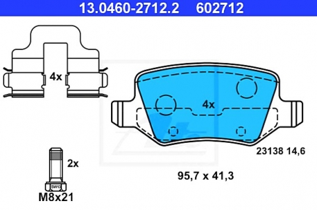 Комплект тормозных колодок, дисковый тормоз ATE 13046027122