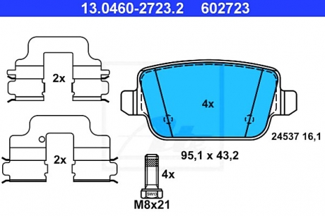 Комплект тормозных колодок, дисковый тормоз ATE 13046027232