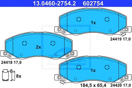 Комплект тормозных колодок, дисковый тормоз ATE 13046027542 (фото 1)