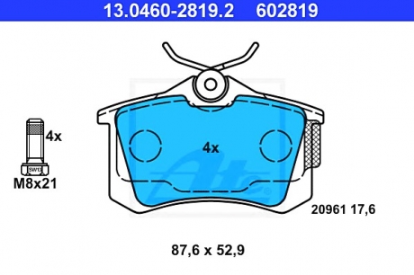 Комплект тормозных колодок, дисковый тормоз ATE 13046028192 (фото 1)