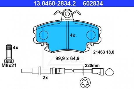 Комплект тормозных колодок, дисковый тормоз ATE 13046028342