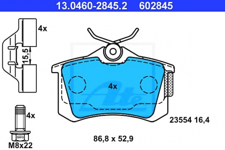 Комплект тормозных колодок, дисковый тормоз ATE 13046028452