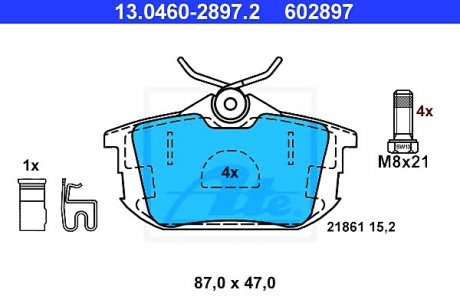 Комплект тормозных колодок, дисковый тормоз ATE 13046028972