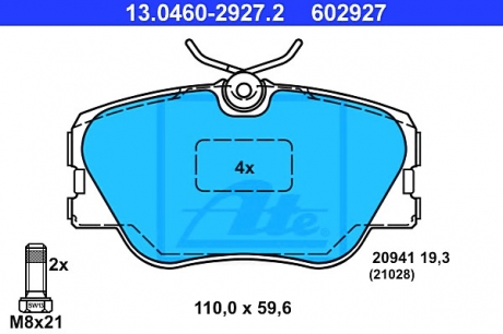 Комплект тормозных колодок, дисковый тормоз ATE 13046029272 (фото 1)
