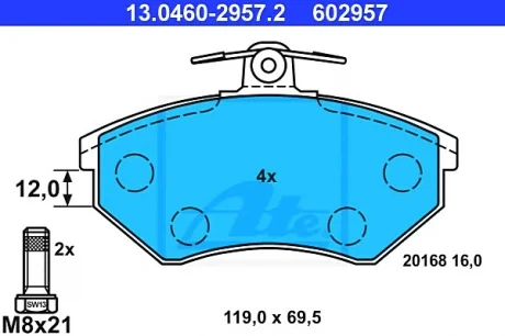 Колодки тормозные, передние, 95-04 (тип LUCAS) ATE 13046029572