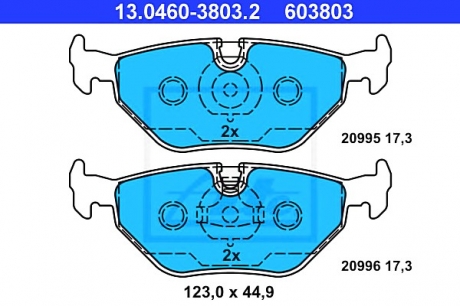 Комплект тормозных колодок, дисковый тормоз ATE 13046038032