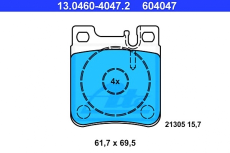 Комплект тормозных колодок, дисковый тормоз ATE 13046040472