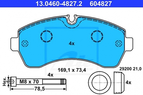 Комплект тормозных колодок, дисковый тормоз ATE 13046048272