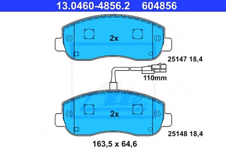 Комплект тормозных колодок, дисковый тормоз ATE 13046048562 (фото 1)