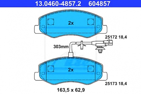 Комплект тормозных колодок, дисковый тормоз ATE 13046048572