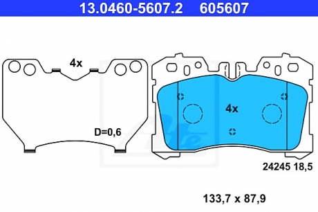 Комплект тормозных колодок, дисковый тормоз ATE 13046056072