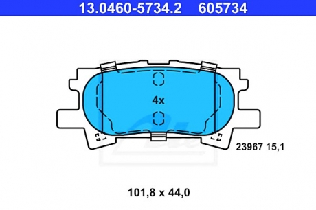 Комплект тормозных колодок, дисковый тормоз ATE 13046057342 (фото 1)