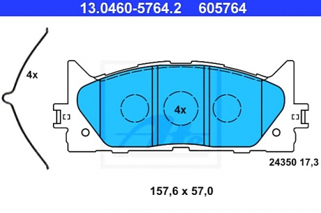 Комплект тормозных колодок, дисковый тормоз ATE 13046057642 (фото 1)